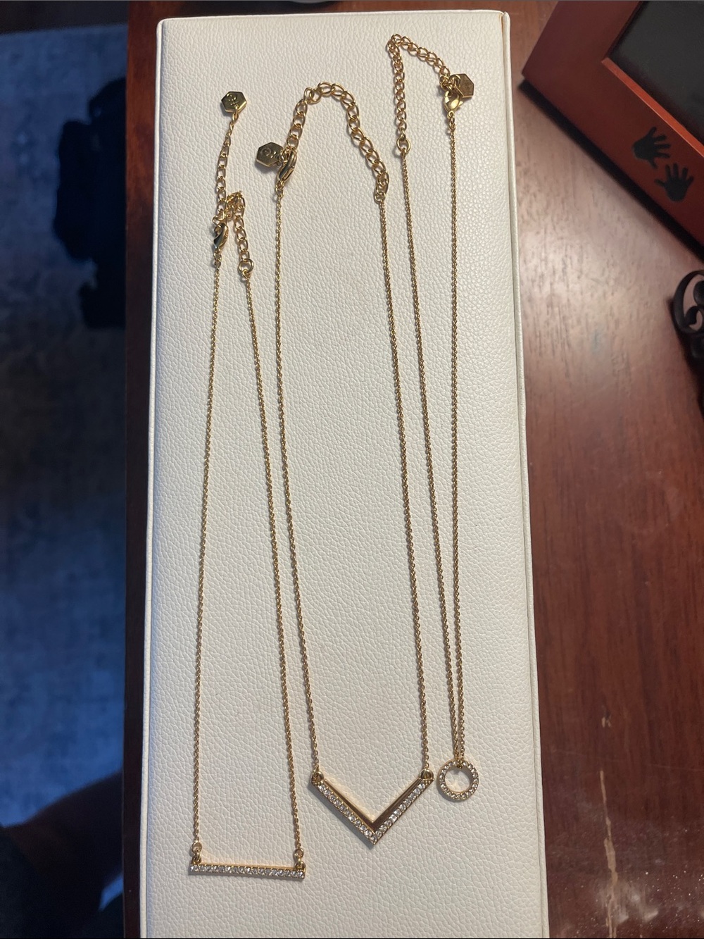 Touchstone Crystal set of 3 gold necklaces